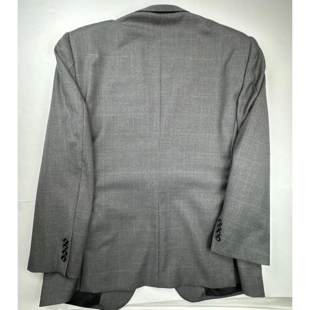 Jos. A. Bank Mens Blazer‎ 44R Wool Windowpane Grey Traveler Sport Coat Business
